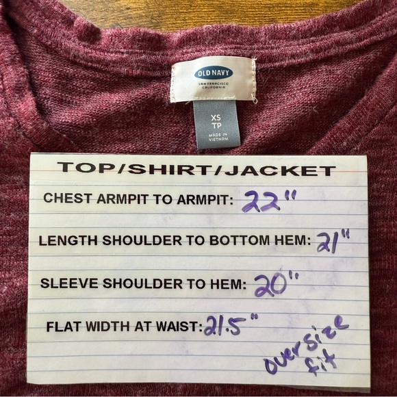 Old Navy V-neck Sweater Women’s Size XS Oversize Fit Heather Maroon Lightweight - Picture 11 of 11